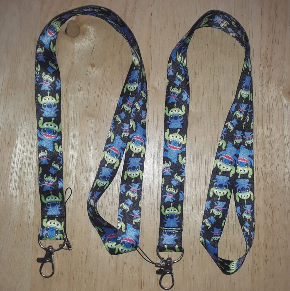 2 Disney Lilo and Stitch Black Lanyards